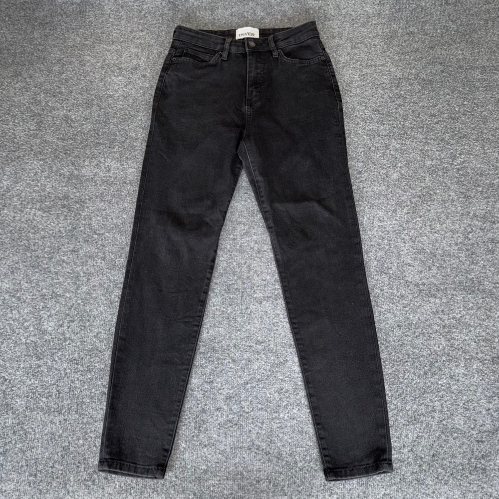 DU/ER Jeans Womens 26x28 Duer Black High Rise Slim Fit Stretch Denim Pant Casual